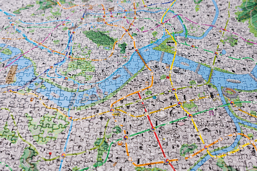 1000 Piece Jigsaw Hand Drawn Map of Seoul