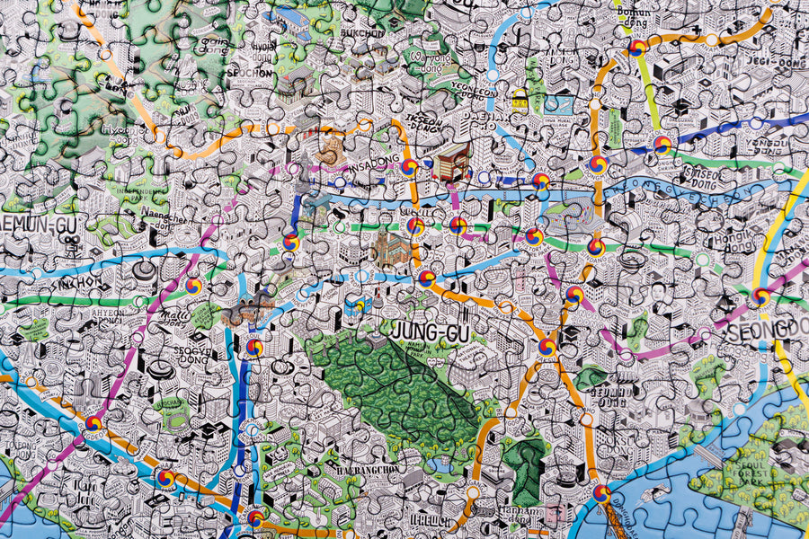1000 Piece Jigsaw Hand Drawn Map of Seoul