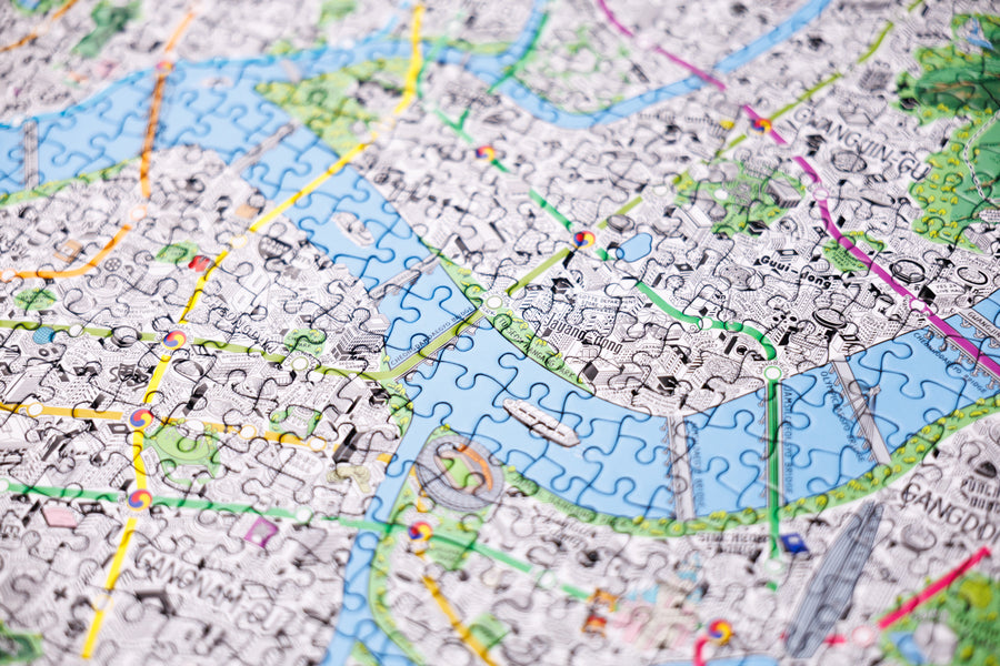 1000 Piece Jigsaw Hand Drawn Map of Seoul