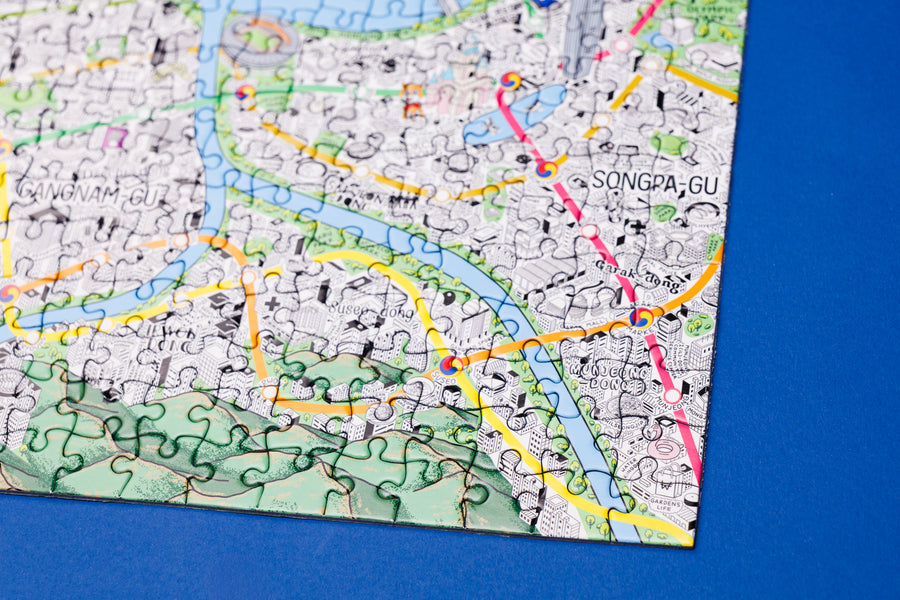 1000 Piece Jigsaw Hand Drawn Map of Seoul