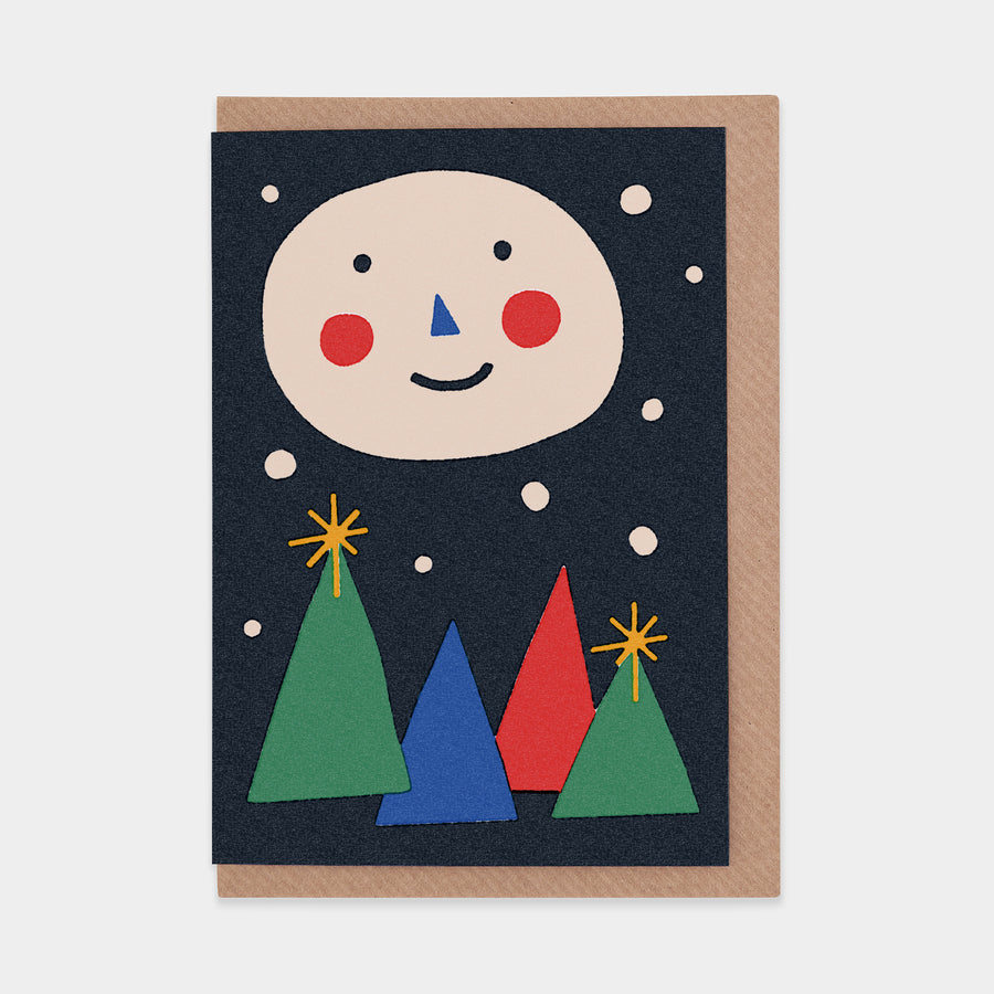 Happy Moon Christmas Card by Sue Doeksen