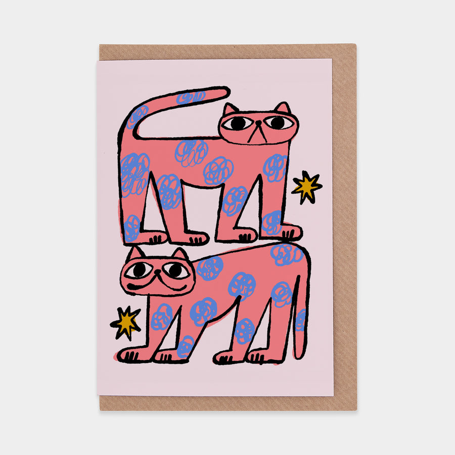 Colour Me Cats Greetings Card by Marcello Velho