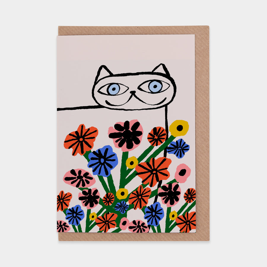 Garden Cat Greetings Card by Marcello Velho