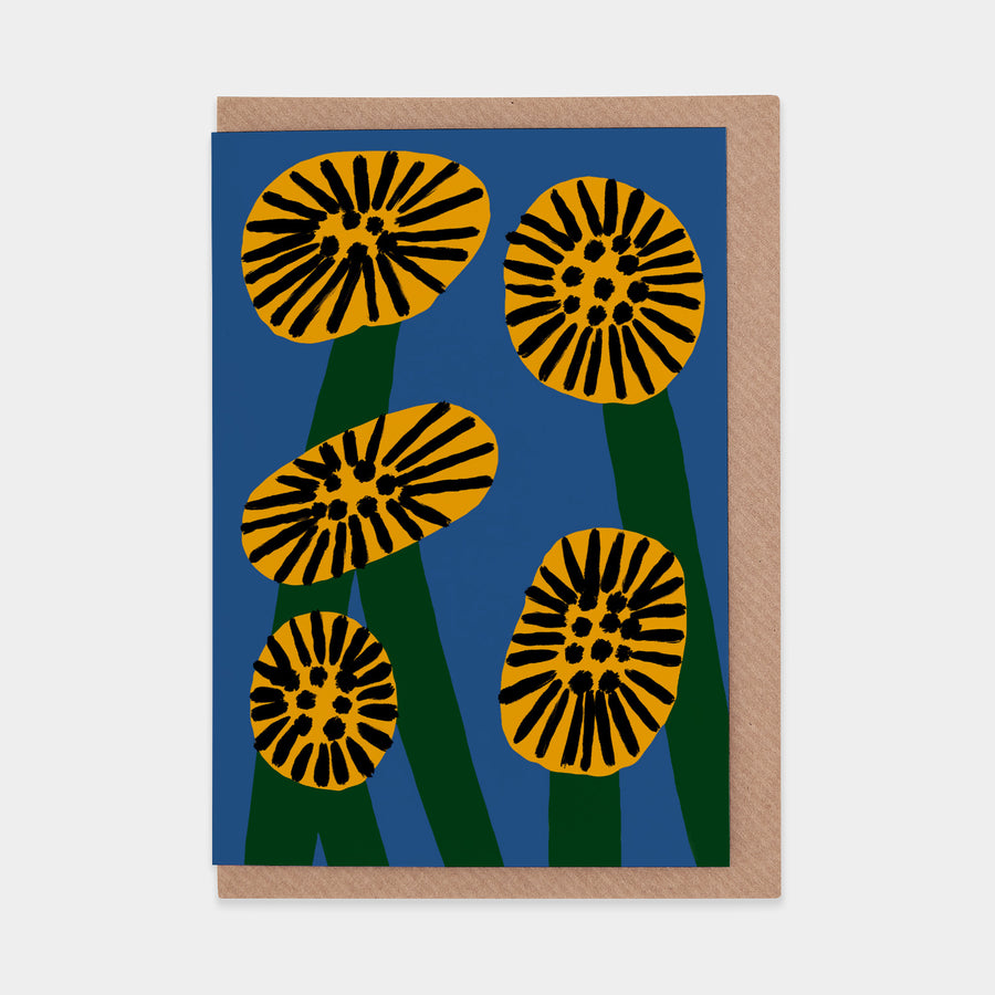 Memphis Flowers - Yellow Greetings Card by Marcello Velho