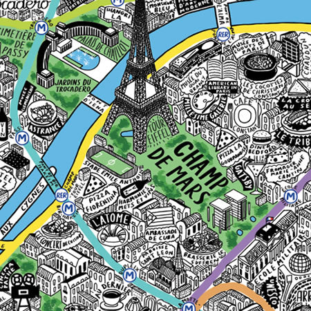 Hand Drawn Map of Paris - Evermade