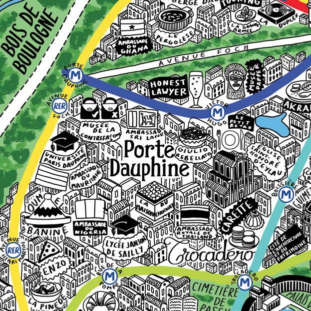 Hand Drawn Map of Paris - Evermade