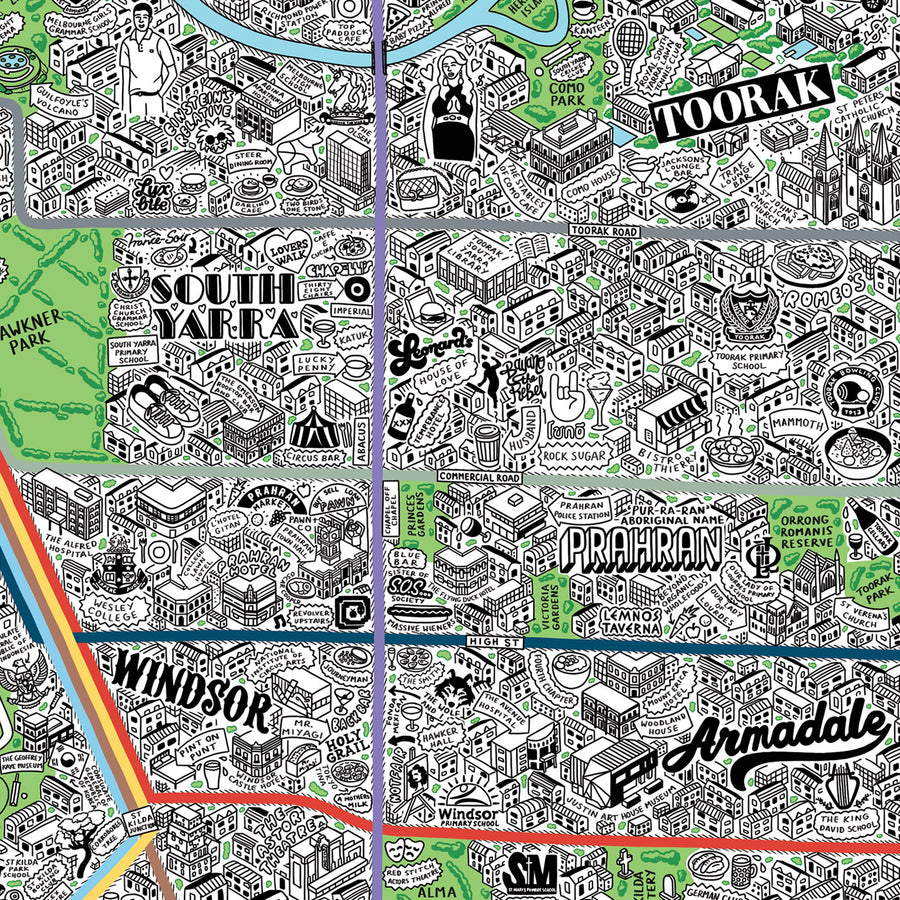 Hand Drawn Map of Melbourne - Evermade