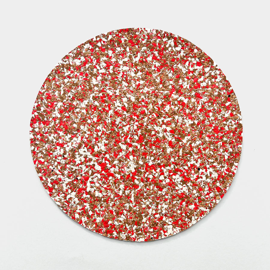 Red Round Speckled Cork Placemat