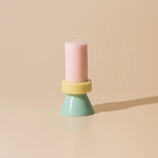 Stack Candle Tall - Floss Pink / Pale Yellow / Mint
