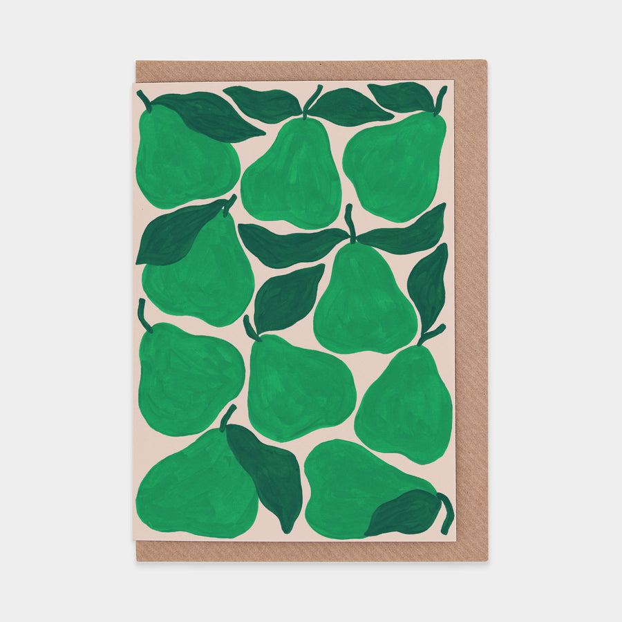 Green Pears Greetings Card